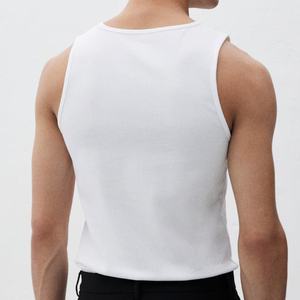 Débardeur blanc sans manches pour homme, col rond, en coton tricoté uni, vêtement décontracté - Product Image 5