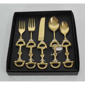 Juego de cubiertos de lujo de 8 piezas con diseño de bocado de caballo para panadería y cafetería, juego de cubiertos para servir queso, caja de regalo - Product Image 5