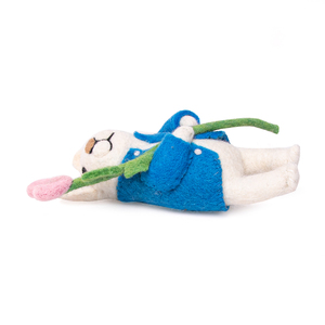 Figura de Ratón de Fieltro con Flor Rosa y Chaqueta Azul, Juguete Artesanal de Lana, Unisex, 3-6 Años - Product Image 2