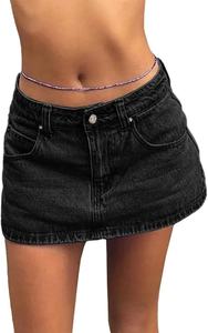 Robe courte en jean pour femme, style universitaire américain, taille large, bleu, en denim, personnalisable. - Product Image 2