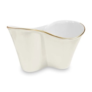 Luxury Sculptural <b>White</b> Ice <b>Bucket</b> For Tabletop Entertaining Wavy Organic Shape Double Bottle Wine Cooler <b>White</b> And Gold - Product Image 1