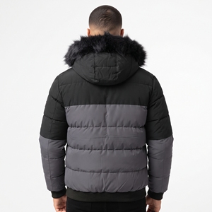 High Quality <b>Men's</b> Winter <b>Corduroy</b> Puffer Coat Wholesale Two Tone Color Blocking Faux Fur Lined Insulated Outdoor <b>Jacket</b> - Product Image 2