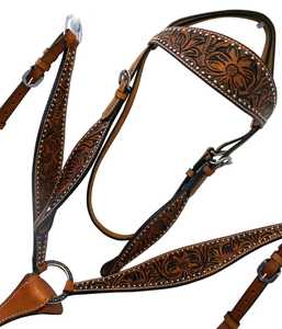 Wholesale Premium Quality New Design Equestrian <b>Leather</b> Horse Western Headstall Hand <b>Tooled</b> Carved for Riding Competitive Price - Product Image 1