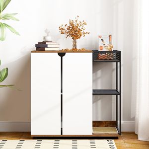 Mobiletto Rustico Marrone per Lettiera Gatti, Lettiere Chiusure per 2 Gatti, Casette e Mobili per Animali Domestici - Product Image 2