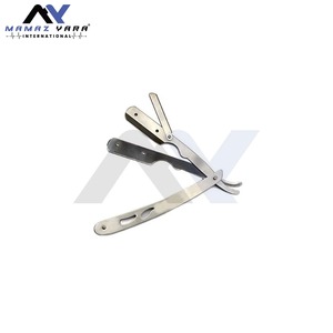 Matte Black Professional Barber <b>Swing</b> Lock Stainless Steel Straight Edge Shaving Razor <b>Set</b> 2 Pieces for Men Single Edge Barber - Product Image 3
