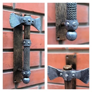 Poignée de porte en fer forgé galvanisé résistant à la rouille, à double denture, avec un design moderne pour la décoration des portes et des portails - Product Image 4