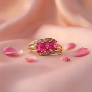 Radiant 14K Yellow Gold <b>Ruby</b> <b>Ring</b> <b>for</b> <b>Women</b> Luxury Wedding Party Jewelry Accessory - Product Image 2