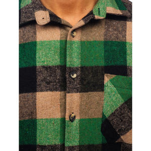 เสื้อเชิ้ตแขนยาวปักโลโก้ตามสั่งสำหรับผู้ชาย เสื้อเชิ้ตแขนยาวลายสก็อตประดับเพชร เสื้อเชิ้ตผ้าแฟลนเนลสำหรับผู้ชาย - Product Image 4
