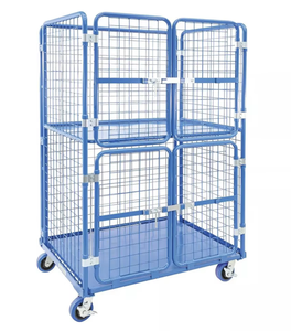Steel Wire Mesh Roll Cart 500L Capacity Lockable Security Cage <b>Trolley</b> with 5 Inch Wheels Assembled Powder Coated - Product Image 4