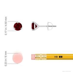 ต่างหูทองคำ 14k สีโรสโกลด์ ประดับทับทิมทรงกลมธรรมชาติ คลาสสิก สำหรับผู้หญิง ประจำเดือนกรกฎาคม เหมาะสำหรับเจ้าสาว หรือใส่ในชีวิตประจำวัน - Product Image 2