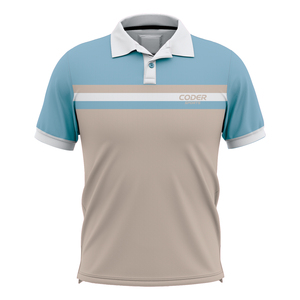 Polo de Manga Corta para Hombre Coder, con Bloques de Color y Rayas, de Secado Rápido, Deportivo, de Poliéster Tejido, Corte Regular, con Logotipo Frontal - Product Image 5
