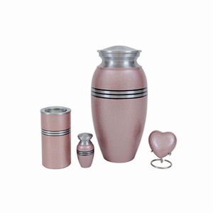 Classic Metal Cremation Urn Set with Heart and <b>Mini</b> <b>Vase</b> Traditional Design Sympathy Use Durable Finish - Product Image 4