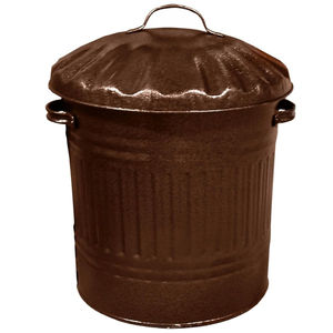 Contenedor de Basura de Metal Galvanizado de Cobre y Bronce de Calidad Deluxe, Cubo de Basura para Interiores y Exteriores con Tapa y Asas en Oferta - Product Image 1