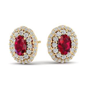 Pendientes REYES con rubíes brillantes de corte ovalado de 1.52 quilates en oro macizo de 14K y 18K, con diamantes certificados por IGI, para mujer. - Product Image 6