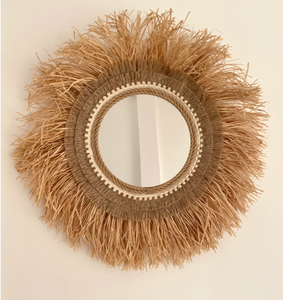 Miroir rond bohème pour la décoration intérieure | Décoration bohème, cadeau de pendaison de crémaillère, expédition rapide OEM ODM écologique durable - Product Image 1
