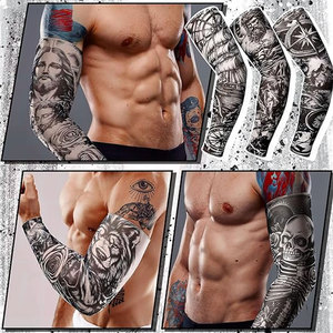 Manchon de tatouage temporaire pour hommes, manches de bras rafraîchissantes longues sans doigts, protection UV antidérapante, manches solaires respirantes - Product Image 3