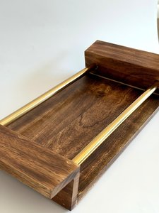 Plateau de service en bois de luxe personnalisé avec poignée dorée, décoration islamique pour la maison, pour les dattes du Ramadan, table de réunion arabe - Product Image 6