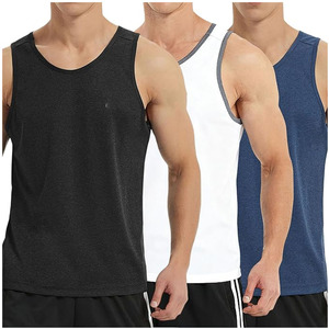 Débardeurs de sport personnalisés pour hommes en polyester/coton respirant, col rond, vente en gros, pour la gym, le fitness, sans manches, pour la musculation - Product Image 4