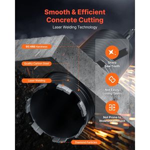 Punta diamantata per carotaggio a secco da 3-1/2 pollici di diametro, profondità di foratura 9-1/2, filettatura interna 5/8-11, 3 adattatori, per muratura e cemento - Product Image 6
