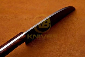 Cuchillo de carnicero hecho a mano de acero de Damasco, cuchillo de chef con mango de madera, cuchillo de cocina para cortar carne con funda de cuero - Product Image 5