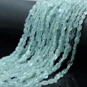 Cuentas de piedras preciosas sueltas de Aguamarina natural, aguamarina lechosa de forma ovalada suave para la fabricación de joyas - Product Image 1