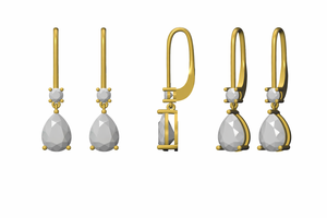 Boucles d'oreilles en or jaune massif 14 carats avec moissanite et fermoirs à levier - Product Image 3