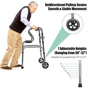 Grey Foldable Walking Aid Convenient Walker & <b>Rollator</b> - Product Image 4