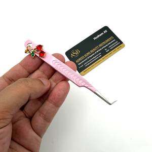 แหนบปลายแหลม 90 องศา สีชมพูอ่อน พร้อมจี้เชอร์รี่ สแตนเลสสตีล สำหรับต่อขนตา รับทำโลโก้ - Product Image 5