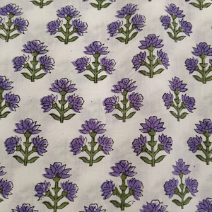 Violet vert foncé Floral main bloc imprimé coton tissu Design Floral Unique pour femmes garçons vêtements sacs peut rideaux chemises - Product Image 1