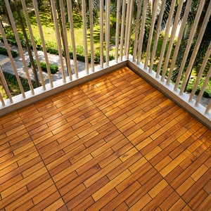 Dalles de terrasse en composite bois-plastique emboîtables Acacia, imperméables, ignifuges, surface lisse, antidérapantes, double verrouillage - Product Image 4