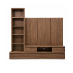 Modern Solid Teak Wood <b>TV</b> Cabinet Entertainment Center Living Room <b>Wall</b> <b>Unit</b> Storage Shelf Luxury Home Furniture - Product Image 1