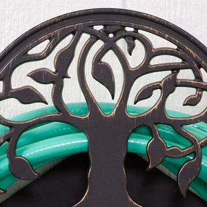 Support décoratif en métal robuste pour tuyau d'arrosage, organisateur extérieur pour tuyau d'eau, solution de rangement pour tuyau d'arrosage, support de patio - Product Image 5