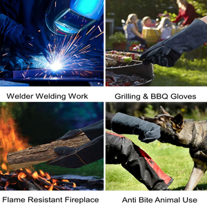 Top Quality Customized Heat Resistant Mitts Welder <b>Long</b> Sleeve Welding Leather Safety <b>Gloves</b> Leather <b>Gloves</b> From Pakistan - Product Image 6