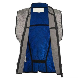 Chaleco Acolchado sin Mangas para Mujer, Cortavientos, con Cierre de Cremallera, Color Gris Sólido con Forro Azul, Ropa Ecuestre - Product Image 2