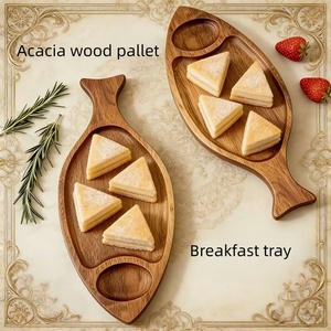 Plateau de service ovale en bois en forme de poisson, 1 compartiment, pour petit-déjeuner, cuisine, design classique, finition polie, passe au lave-vaisselle, 473 ml - Product Image 5