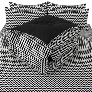 Juego de Edredón Moderno Reversible con Estampado Chevron, 100% Mezcla de Algodón T-150, Transpirable para Todas las Estaciones, Uso Doméstico - Product Image 3