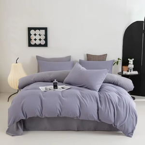 Parure de lit 3 pièces couleur unie, toucher frais, lavable en machine, pour usage domestique - Product Image 4