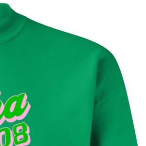 Sudadera Verde de Cuello Redondo con Estampado Gráfico, Manga Larga, Puños y Dobladillo Acanalados, Ropa Casual Cómoda para el Día a Día - Product Image 2