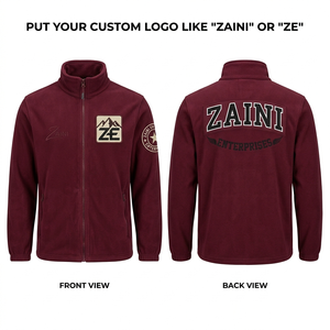 Men Polar Fleece <b>Jacket</b> 320 GSM Fleece Block Teal Orange Blue Black Full Zip Custom Logo Embroidery Screen Print Heat Transfer - Product Image 3