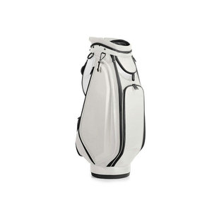 White <b>Golf</b> Bag Solid Color PU Leather Multi-Compartment Zip Closure Waterproof Carry <b>Golf</b> Clubs Adult - Product Image 1