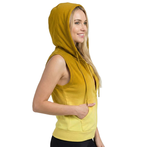 Women Casual Sleeveless <b>Zip</b> <b>Hooded</b> Breathable Autumn/Winter Knitted Heavy Cotton Regular Fit Streetwear Custom Printed Logo - Product Image 2