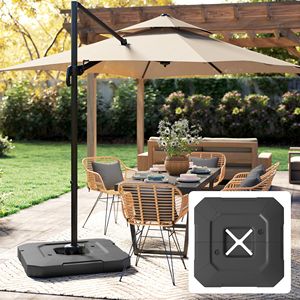 Set di 2 pesi neri da 105 kg (231 libbre) per base ombrellone da esterno, riempibili con acqua o sabbia, per ombrelloni a braccio laterale - Product Image 2