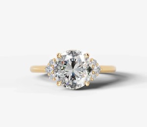 Cut <b>Moissanite</b> <b>Ring</b> 925 Sterling Silver Yellow Gold Plated Elegant Solitaire <b>Engagement</b> <b>Ring</b> Classic Bridal Wedding Anniversary - Product Image 1