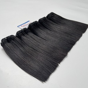 Perruque en extensions de cheveux humains Remy vietnamiens, super double noir, lisses et raides, haute qualité, sans perte, double trame, lot de dentelle - Product Image 3