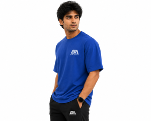 Camiseta de Algodón Azul Rey Extra Grande para Hombre, Manga Corta, Cuello Redondo, Ropa Deportiva, Informal, para Calle, para Hacer Ejercicio - Product Image 2
