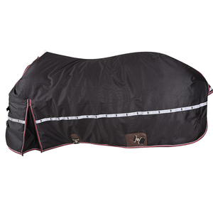Couverture imperméable pour cheval à col montant, avec 3 sangles de fixation, grande rabat de queue, double fermeture frontale sur la poitrine et accessoires en acier inoxydable - Product Image 6