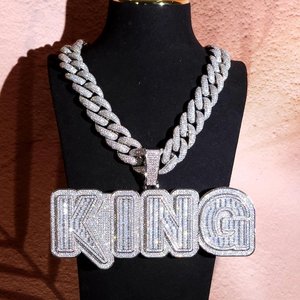 Collar con Colgante de Nombre Personalizado con Incrustaciones de Diamantes, Estilo Hip Hop, con Letras de Moissanita - Product Image 2
