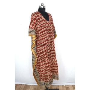 ชุดเดรสผ้าฝ้ายทอมือสไตล์อินเดีย ลายดอกไม้ พิมพ์ลาย  ความยาวระดับเข่า  ทรงลำลอง  ฟรีไซส์  เอวธรรมชาติ  เป็นมิตรต่อสิ่งแวดล้อม - Product Image 5