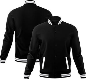 100% Polyester Customized <b>Varsity</b> <b>Jacket</b> Long Sleeves Breathable Waterproof Quick Dry Knitted Front Customized Color Spring - Product Image 3
