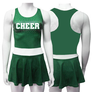 Uniforme de Porristas para Escuela Secundaria, Top Corto y Falda con Pedrería, Personalizable, para Adultas y Niñas, de Poliéster y Spandex, para Partidos - Product Image 3